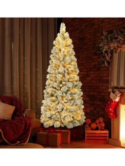 180cm Künstlich Weihnachtsbaum mit Beleuchtung in Weiß