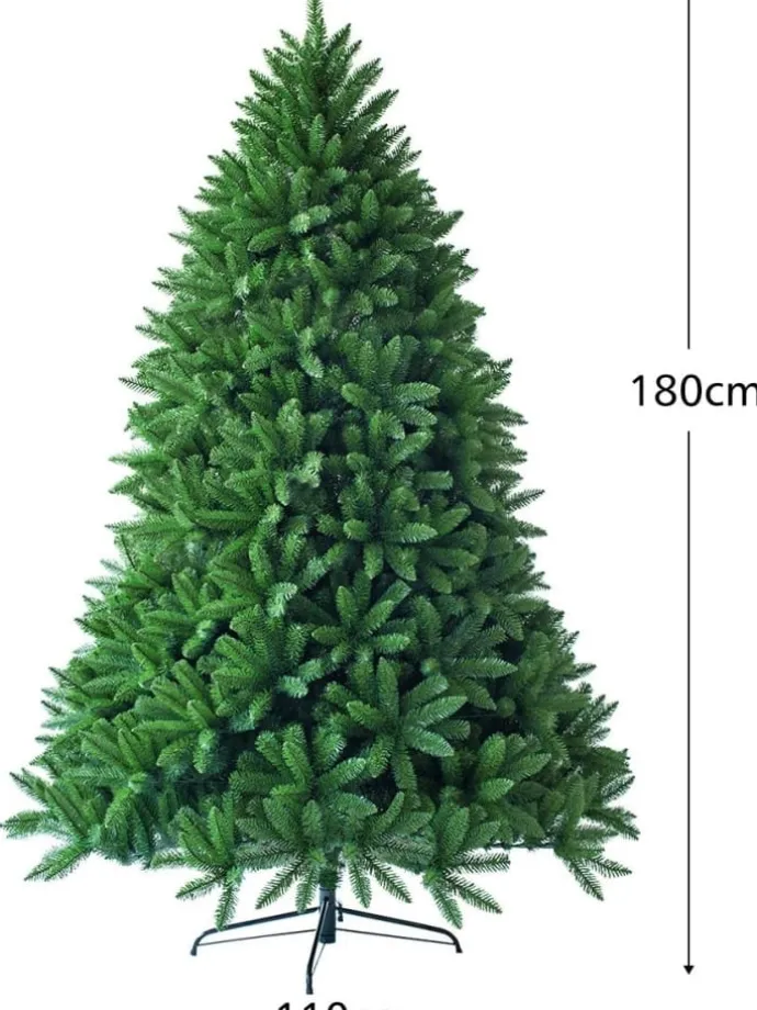 180cm Künstlicher Weihnachtsbaum mit Metallständer in Grün