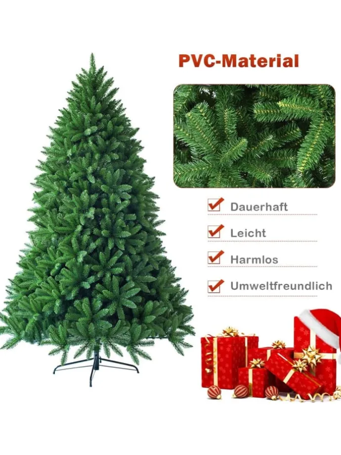 180cm Künstlicher Weihnachtsbaum mit Metallständer in Grün