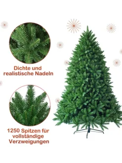 180cm Künstlicher Weihnachtsbaum mit Metallständer in Grün