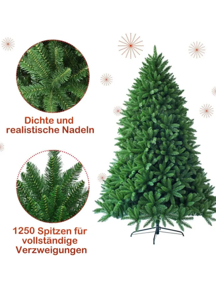 180cm Künstlicher Weihnachtsbaum mit Metallständer in Grün