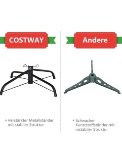 180cm Künstlicher Weihnachtsbaum mit Metallständer in Grün