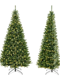 240cm Künstlicher Weihnachtsbaum Ecke mit Beleuchtung in Grün