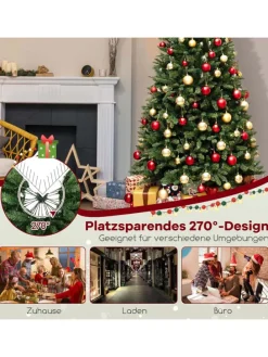 240cm Künstlicher Weihnachtsbaum Ecke mit Beleuchtung in Grün