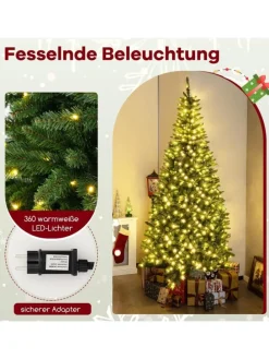 240cm Künstlicher Weihnachtsbaum Ecke mit Beleuchtung in Grün