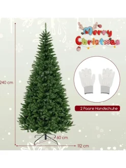 240cm Künstlicher Weihnachtsbaum Ecke mit Beleuchtung in Grün