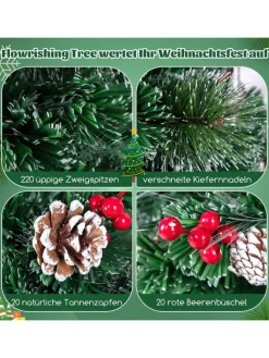 180cm Künstlicher Weihnachtsbaum mit Beleuchtung in Grün