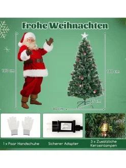 180cm Künstlicher Weihnachtsbaum mit Beleuchtung in Grün