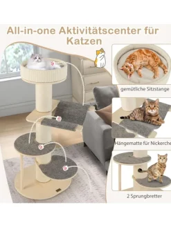 120cm Kratzbaum Holz in Grau