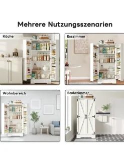 128.5cm LED Küchenschrank mit 2 Flügeltüren und Verstellbaren Regalen