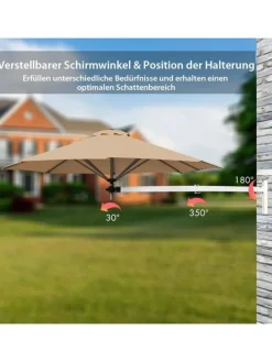 Ø247cm Sonnenschirm wandmontiert in Hellbraun