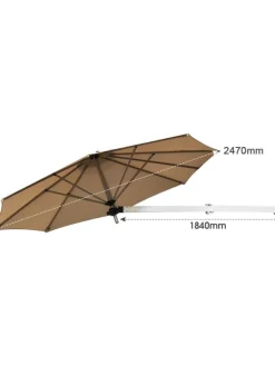 Ø247cm Sonnenschirm wandmontiert in Hellbraun