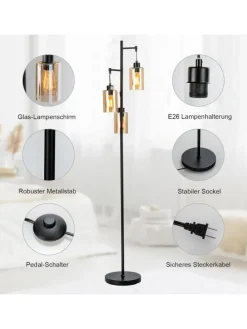 164cm Standleuchte in Schwarz