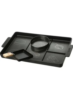 Cookut Burger Set 3in1 Burgerplatte/Burgerring/Pfanne 40x23cm in schwarz
