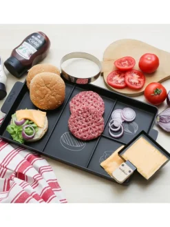 Cookut Burger Set 3in1 Burgerplatte/Burgerring/Pfanne 40x23cm in schwarz