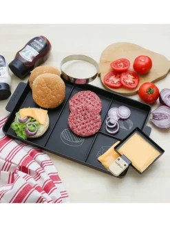 Cookut Burger Set 3in1 Burgerplatte/Burgerring/Pfanne 40x23cm in schwarz