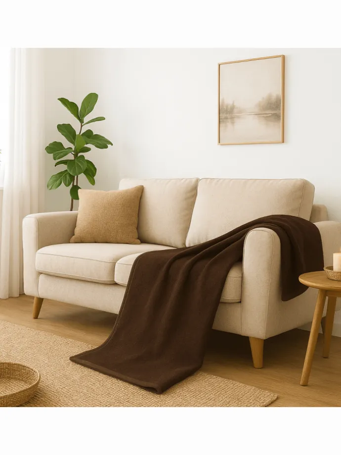 Cotton Home Wohndecke Uni in taupe