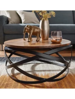 Couchtisch | Sheesham/Metall, 60x30x60cm, Industrial