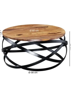 Couchtisch | Sheesham/Metall, 60x30x60cm, Industrial