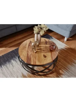 Couchtisch | Sheesham/Metall, 60x30x60cm, Industrial