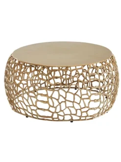 Couchtisch Ast-Design | Metall Gold, 66x66cm, Rund in Gold