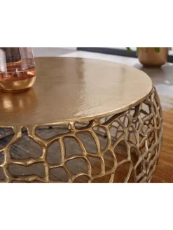 Couchtisch Ast-Design | Metall Gold, 66x66cm, Rund in Gold