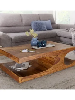 Couchtisch BOHA Massiv-Holz 118 cm breit Wohnzimmer-Tisch in Massivholz