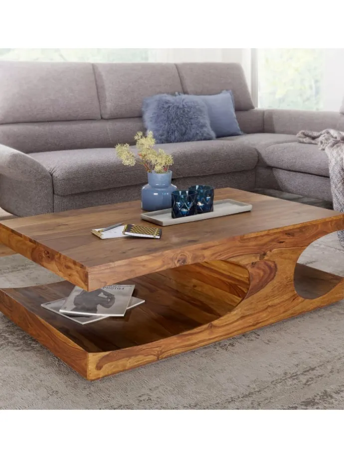 Couchtisch BOHA Massiv-Holz 118 cm breit Wohnzimmer-Tisch in Massivholz