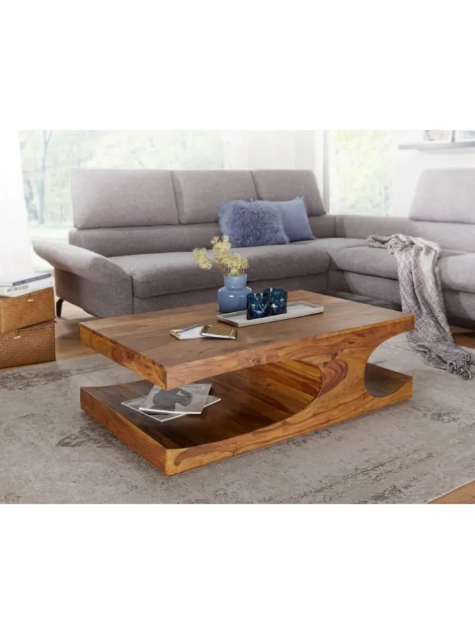Couchtisch BOHA Massiv-Holz 118 cm breit Wohnzimmer-Tisch in Massivholz