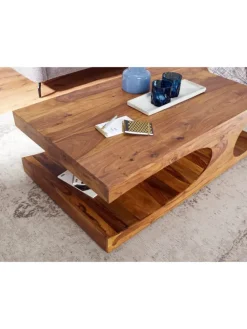 Couchtisch BOHA Massiv-Holz 118 cm breit Wohnzimmer-Tisch in Massivholz
