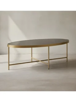 Couchtisch Glastisch | Glas/Gold, 110x56cm, Oval