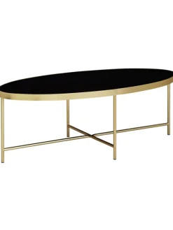 Couchtisch Glastisch | Glas/Gold, 110x56cm, Oval