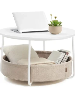 Couchtisch in Beige/ Weiß - (H)45 x Ø 75 cm