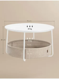 Couchtisch in Beige/ Weiß - (H)45 x Ø 75 cm