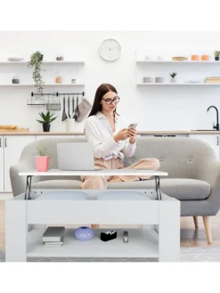 Couchtisch in Weiß - (B)98 x (H)42 x (T)50 cm