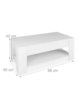 Couchtisch in Weiß - (B)98 x (H)42 x (T)50 cm