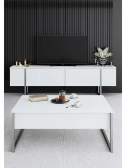 Couchtisch in Weiß/ Silber - (B)90 x (H)60 x (T)40 cm