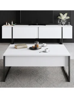 Couchtisch "Luxe" in Weiß/ Schwarz - (B)90 x (H)40 x (T)60 cm