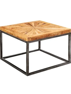 Couchtisch Mango Massivholz 55x40x55 cm Tisch mit Metallgestell