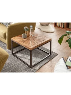 Couchtisch Mango Massivholz 55x40x55 cm Tisch mit Metallgestell