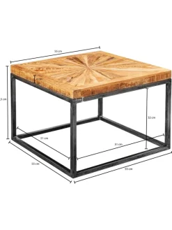 Couchtisch Mango Massivholz 55x40x55 cm Tisch mit Metallgestell