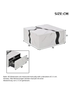 Couchtisch mit Schublade in Weiß, Würfelform & Marmoroptik
