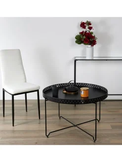 Couchtisch "Seville" in Schwarz - (H)48 x Ø 78 cm