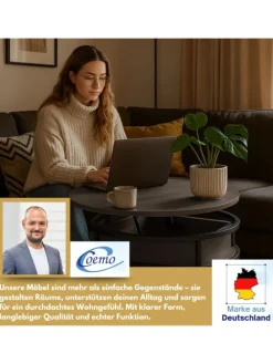 Couchtisch Swing aus Metall mit verstellbarer Holz Tischplatte in Grau