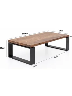 Couchtisch WL5.650 115x35x60 cm Massiv Holz Sofatisch mit