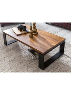 Couchtisch WL5.650 115x35x60 cm Massiv Holz Sofatisch mit