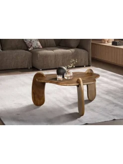 Couchtisch 78x78x39,5 cm Mango Massivholz Walnussfarben Sofatisch