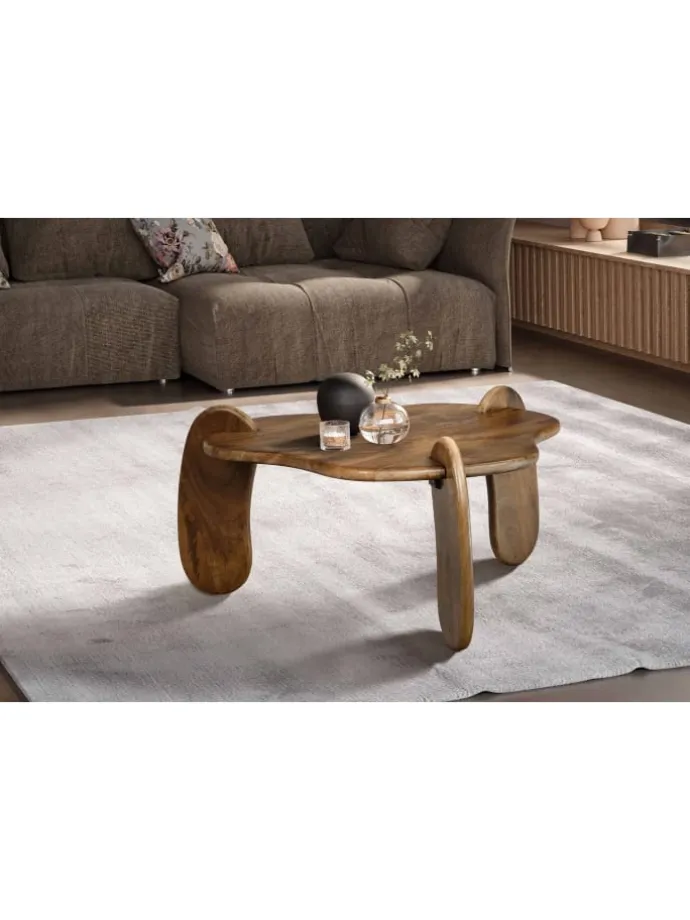 Couchtisch 78x78x39,5 cm Mango Massivholz Walnussfarben Sofatisch