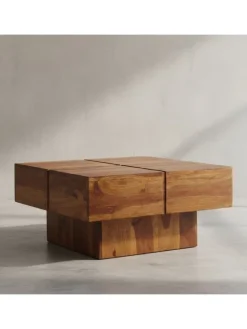 Couchtisch 57,5x57,5x30 cm Massivholz Sofatisch Quadratisch,