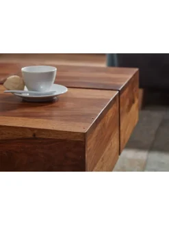 Couchtisch 57,5x57,5x30 cm Massivholz Sofatisch Quadratisch,